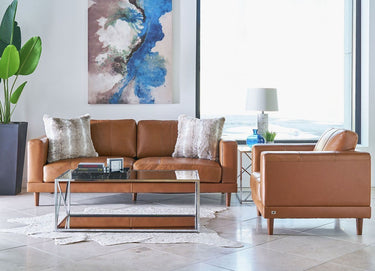 Hampton Collection Leather Loveseat - Tan