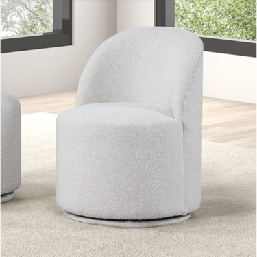 Broager Curved Boucle Dining Chair w/Swivel - White