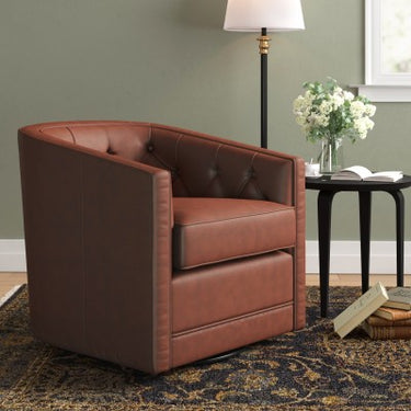 Walsh Top Grain Leather Swivel Chair - Brown