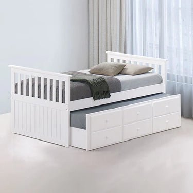 Clemens Twin Trundle Bed w/Storage - White